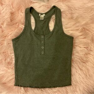Olive Green Ribbed Tank Top